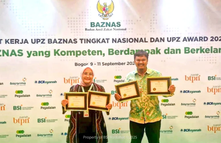 BSI Maslahat Dukung UPZ Bank Syariah Indonesia (UPZ BSI) Raih Empat Penghargaan di UPZ BAZNAS Award 2025Â 